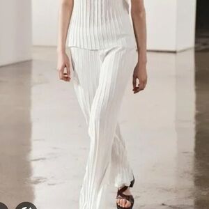 Zara Cream Pleated Trousers